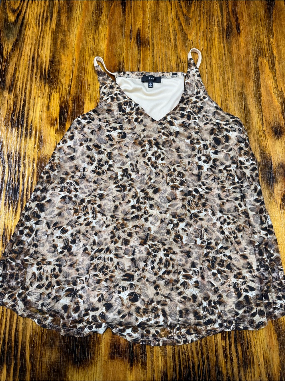 love J Leopard Print V-Neck Cami in Brown and Cream